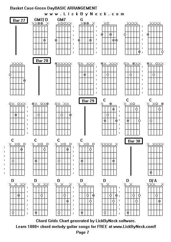 Chord Grids Chart of chord melody fingerstyle guitar song-Basket Case-Green DayBASIC ARRANGEMENT,generated by LickByNeck software.